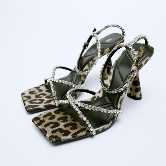 Zara Cheetah Print Heeled Sandals - Picture 1 of 3